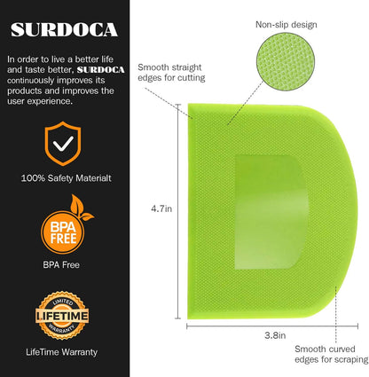 SURDOCA Dough Scraper Bench Scraper - 3P 4.7x3.7" Plastic Flexible Bowl Scraper, Sharp Edge & Angles Cake Scraper. Non-Slip Bakeware Decorating Tools Sculpting & Modeling Tools - Green+White+Green